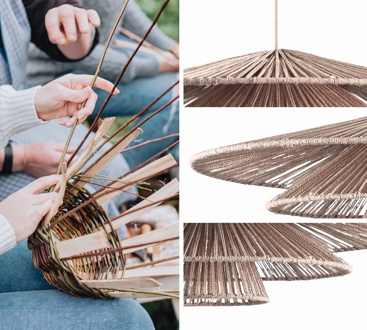 Suspension extérieure Sammie Tier en rotin