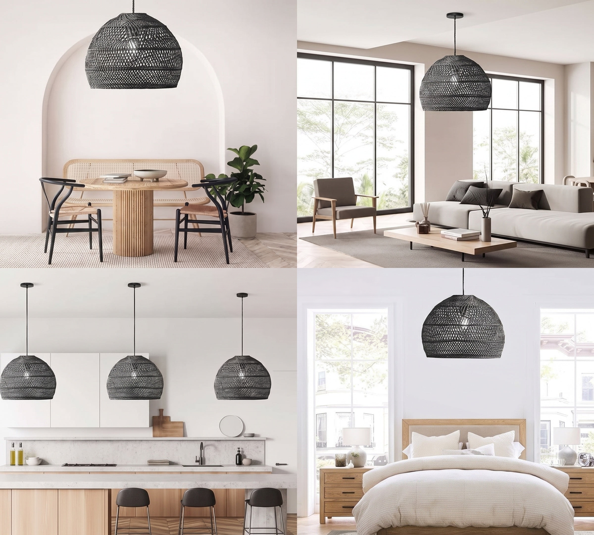 Suspension en rotin Santana noir