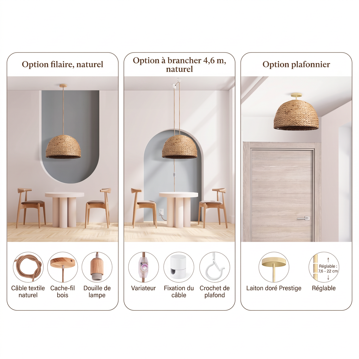 Suspension Althea en rotin