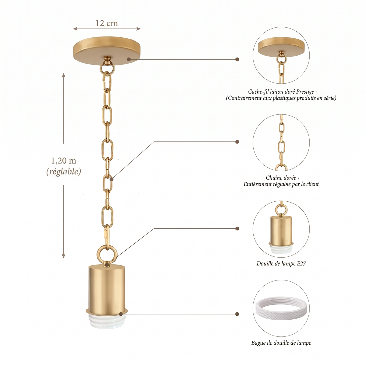 Kit de Suspension à Chaîne Dorée