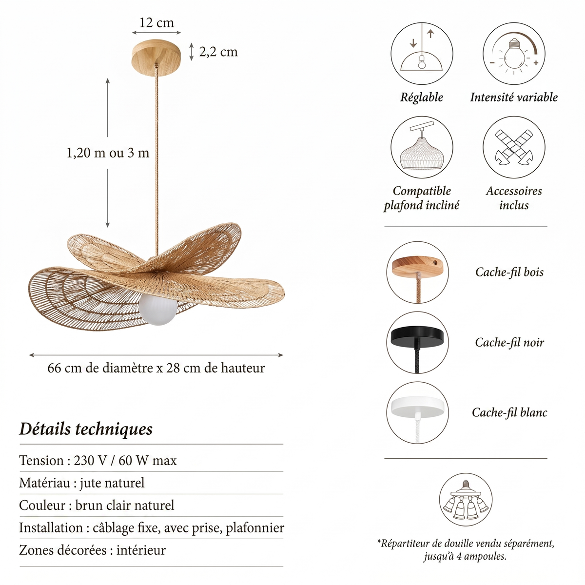 Détails techniques suspension Whisper Leaf