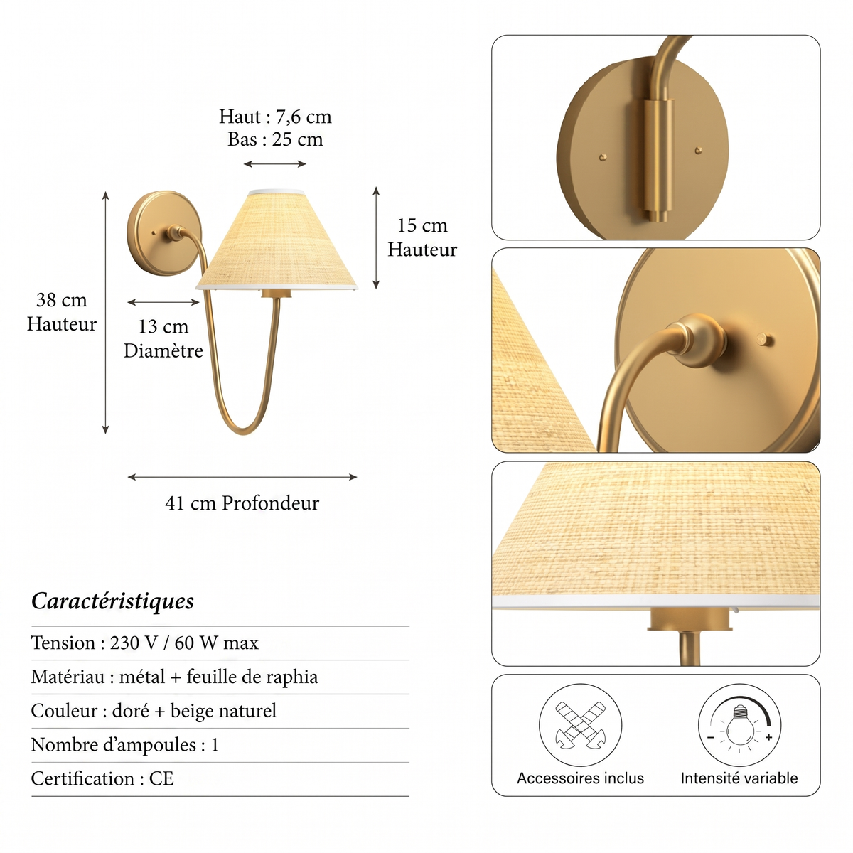 Caractéristiques applique Soleil