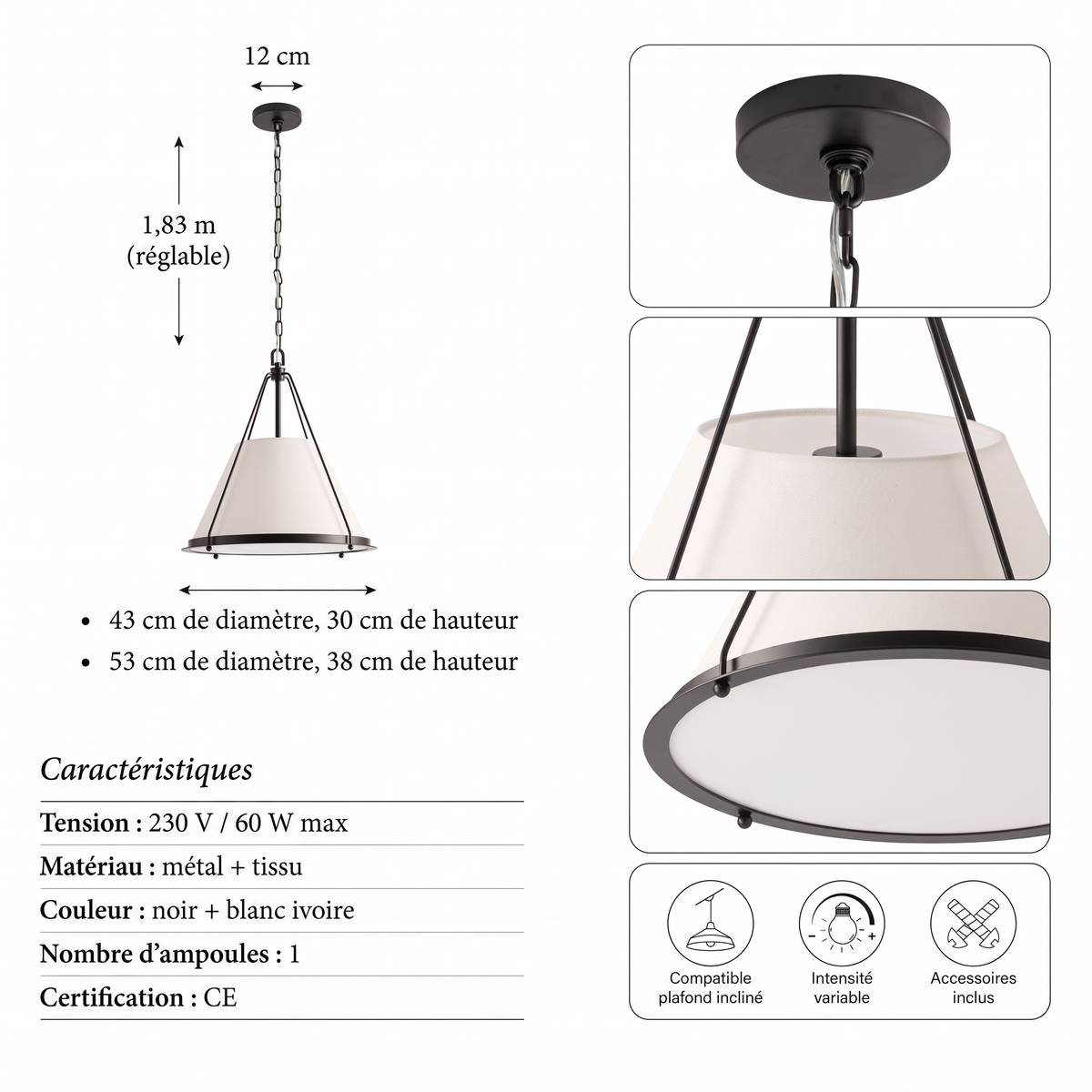 Caractéristiques suspension Scintilla noire