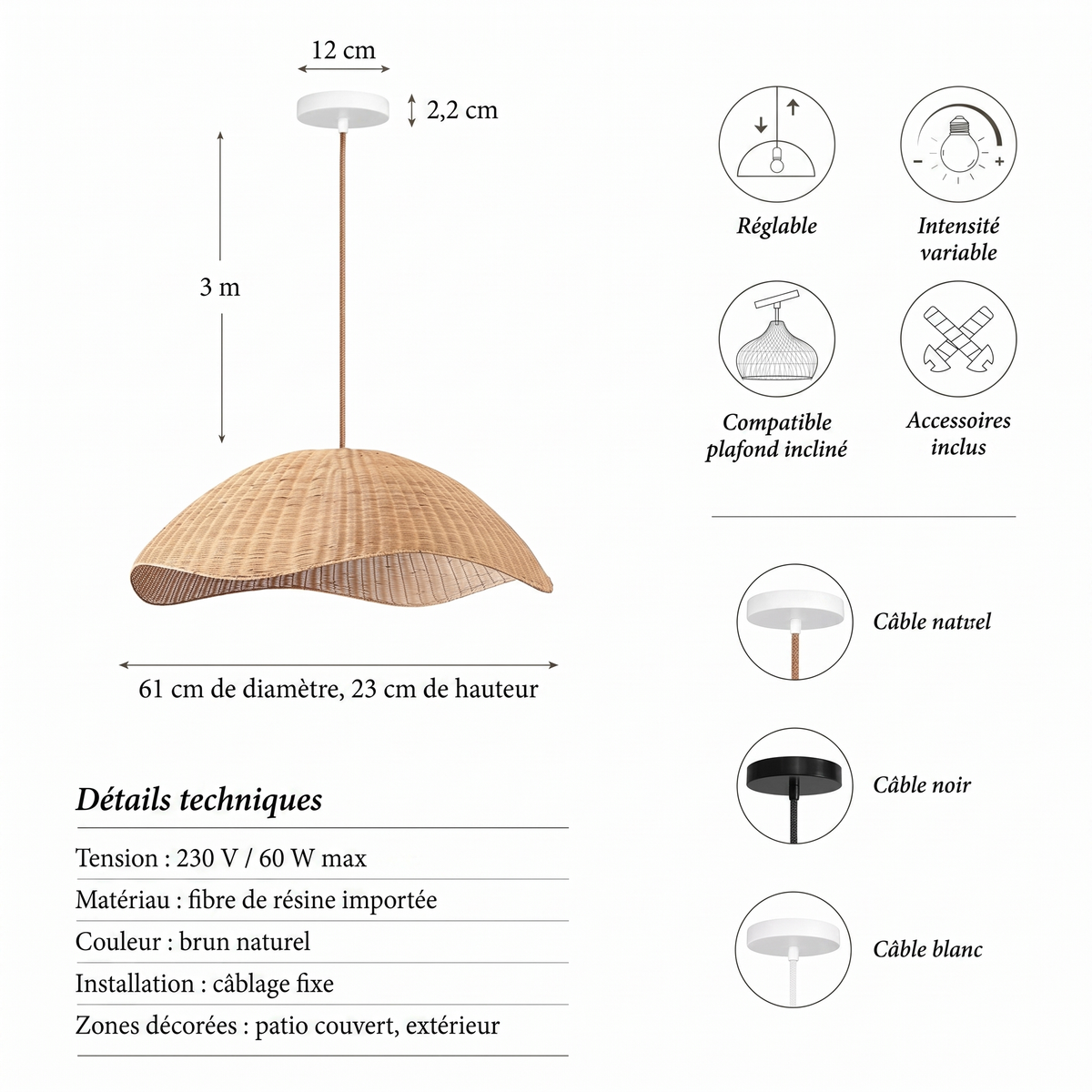 Détails techniques suspension extérieure Nana