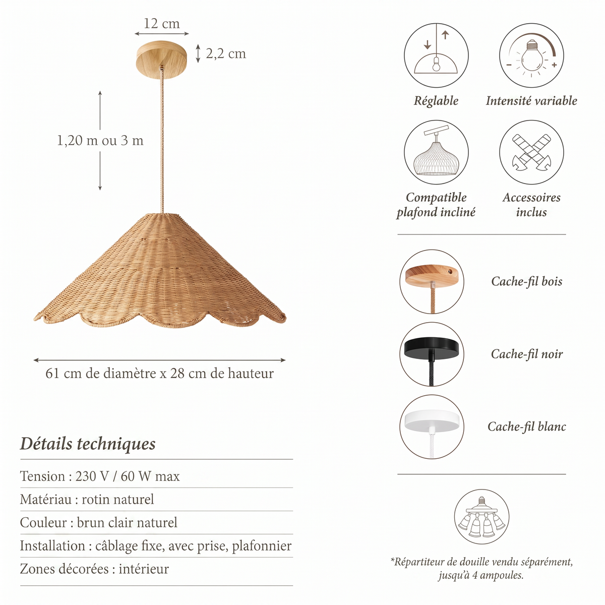 Détails techniques suspension conique Daisy