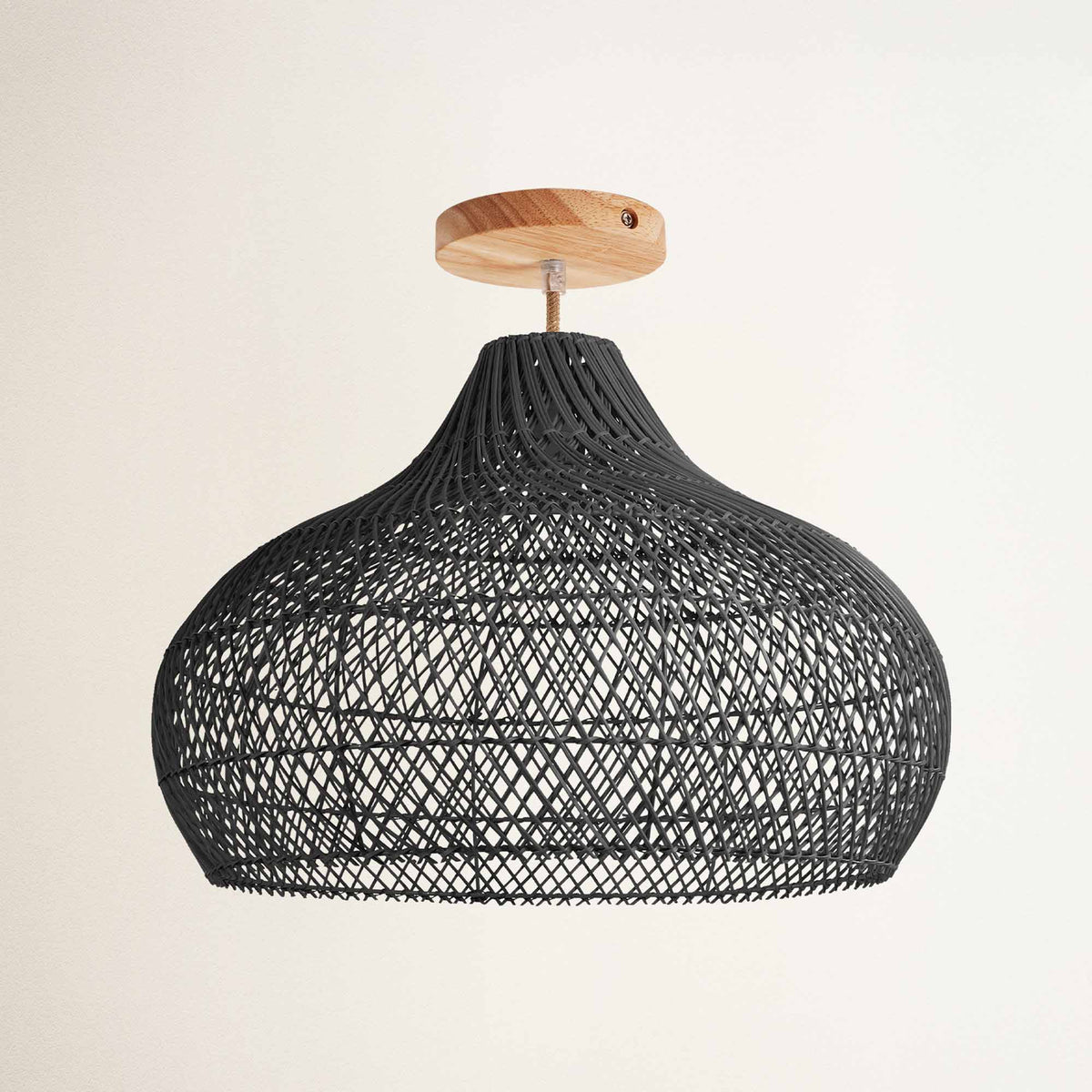 Plafonnier en Rotin Noir Kloe