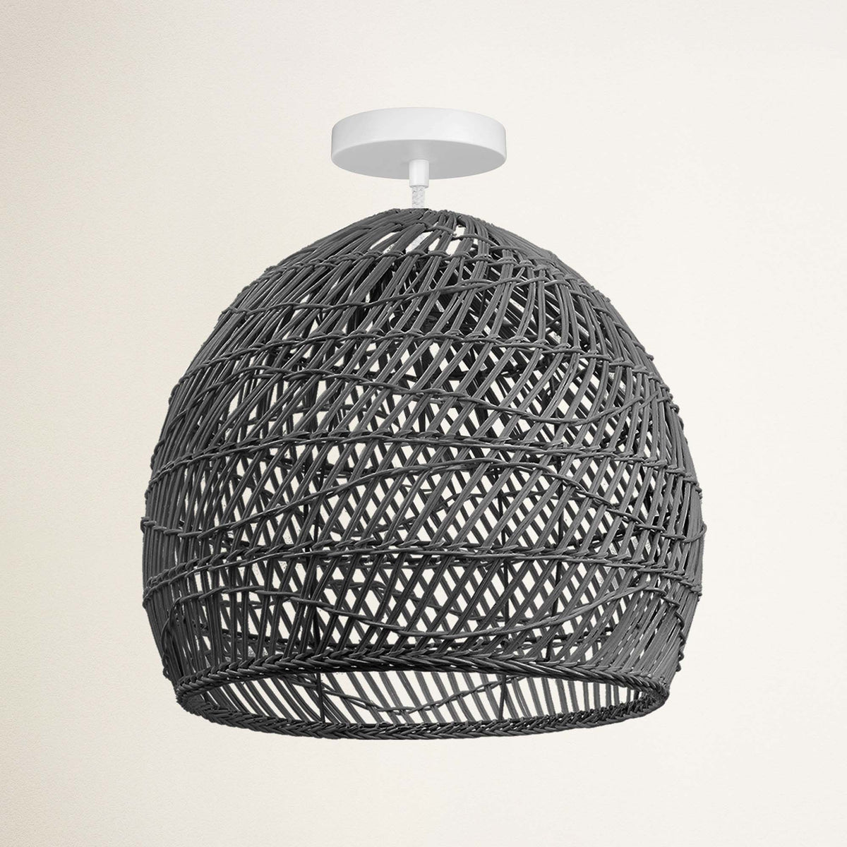 Plafonnier Santana noir en rotin