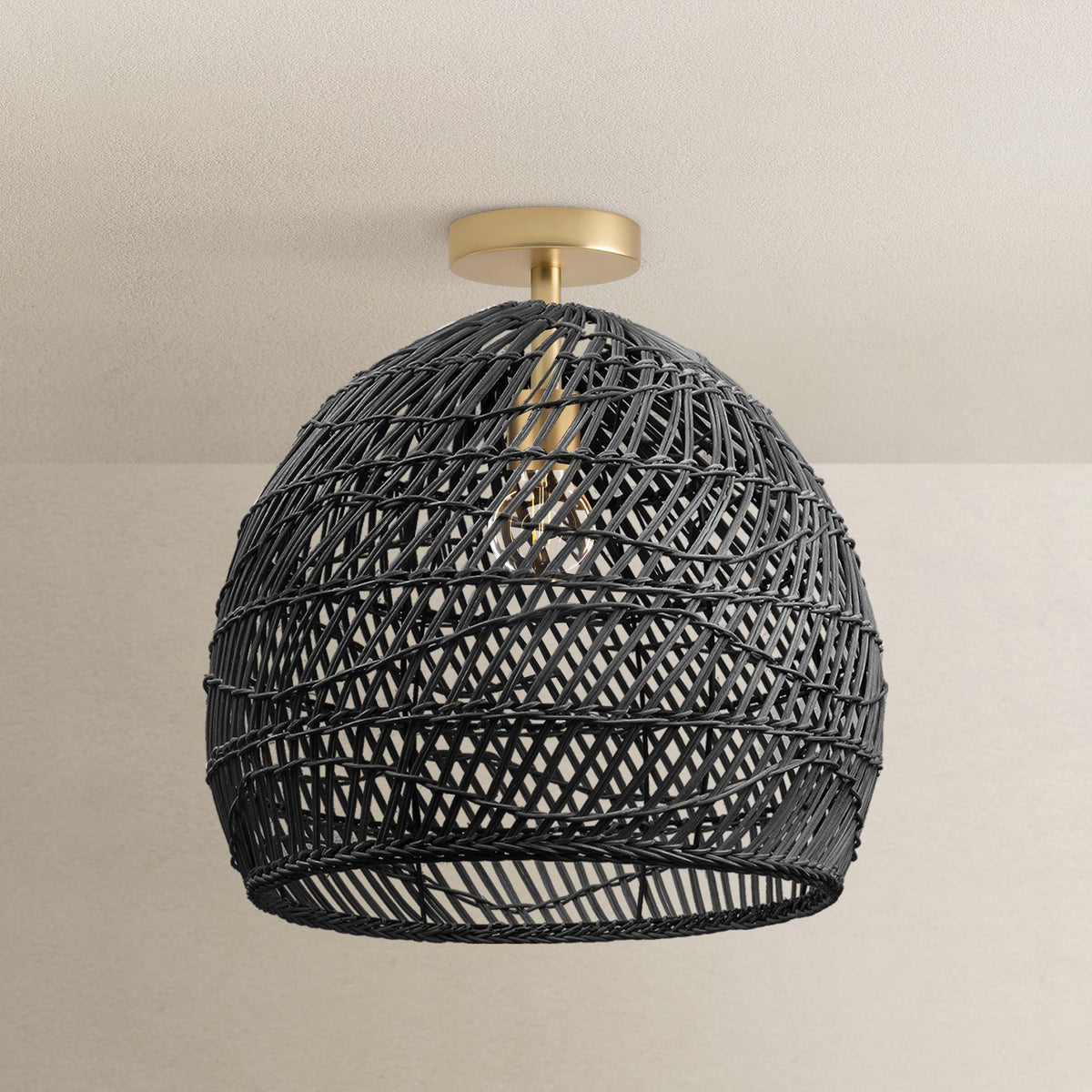 Plafonnier Santana noir en rotin