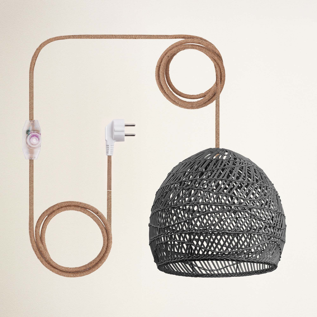 Suspension en rotin Santana noir