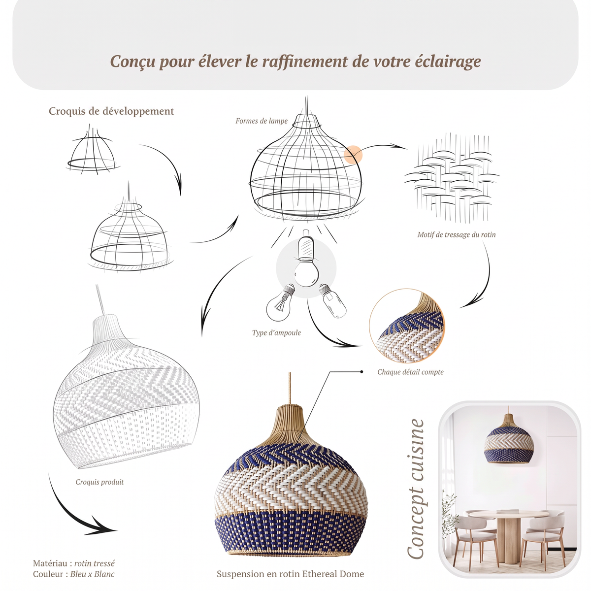 Suspension Ethereal en rotin