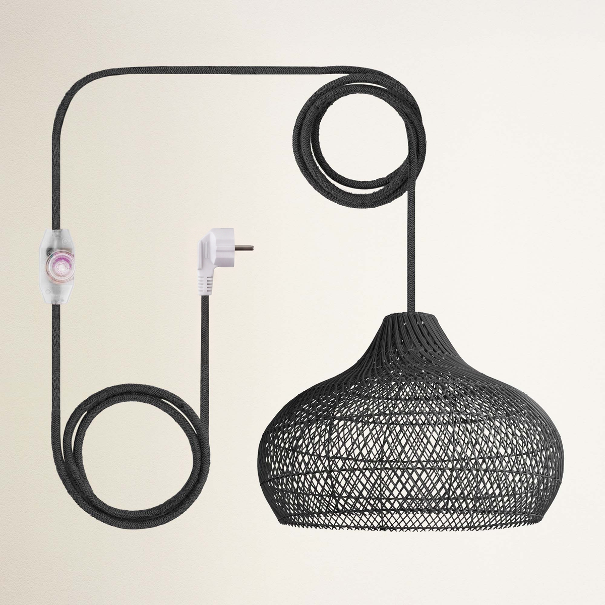 Suspension en Rotin Noir Kloe