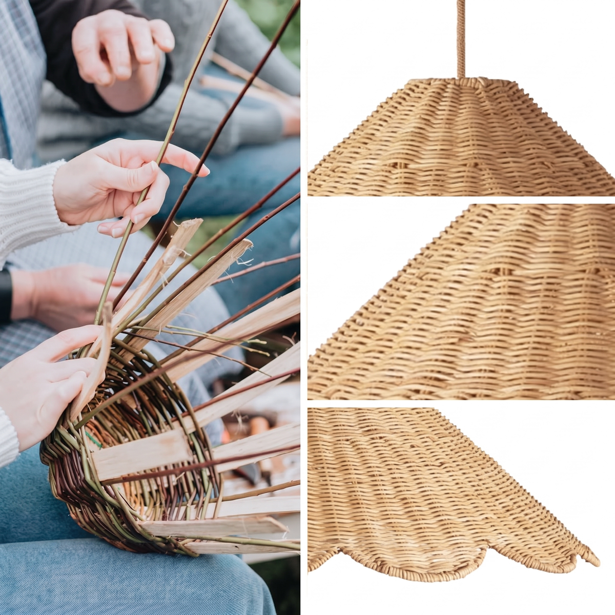 Suspension extérieure Daisy Cone en rotin