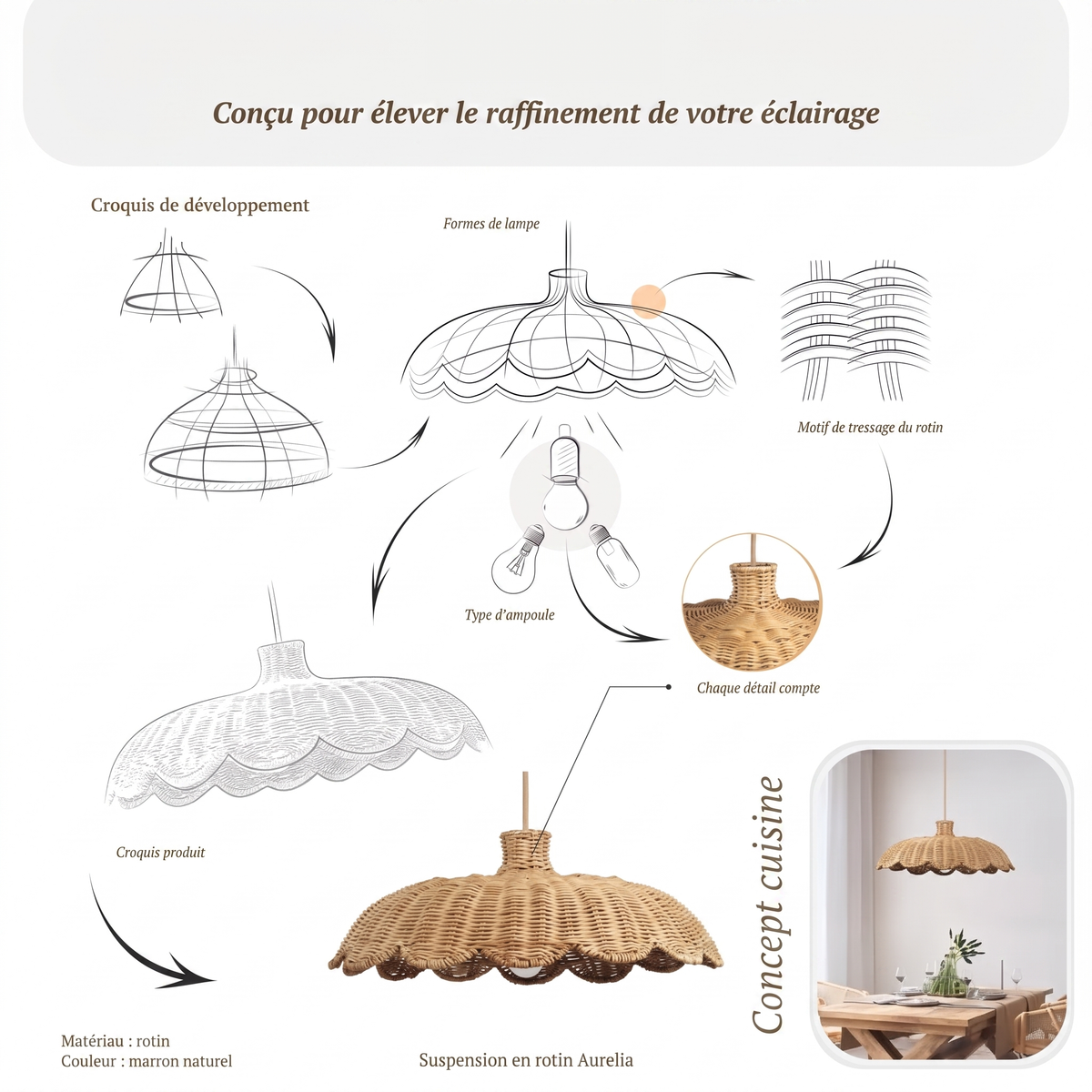 Suspension Aurelia en rotin