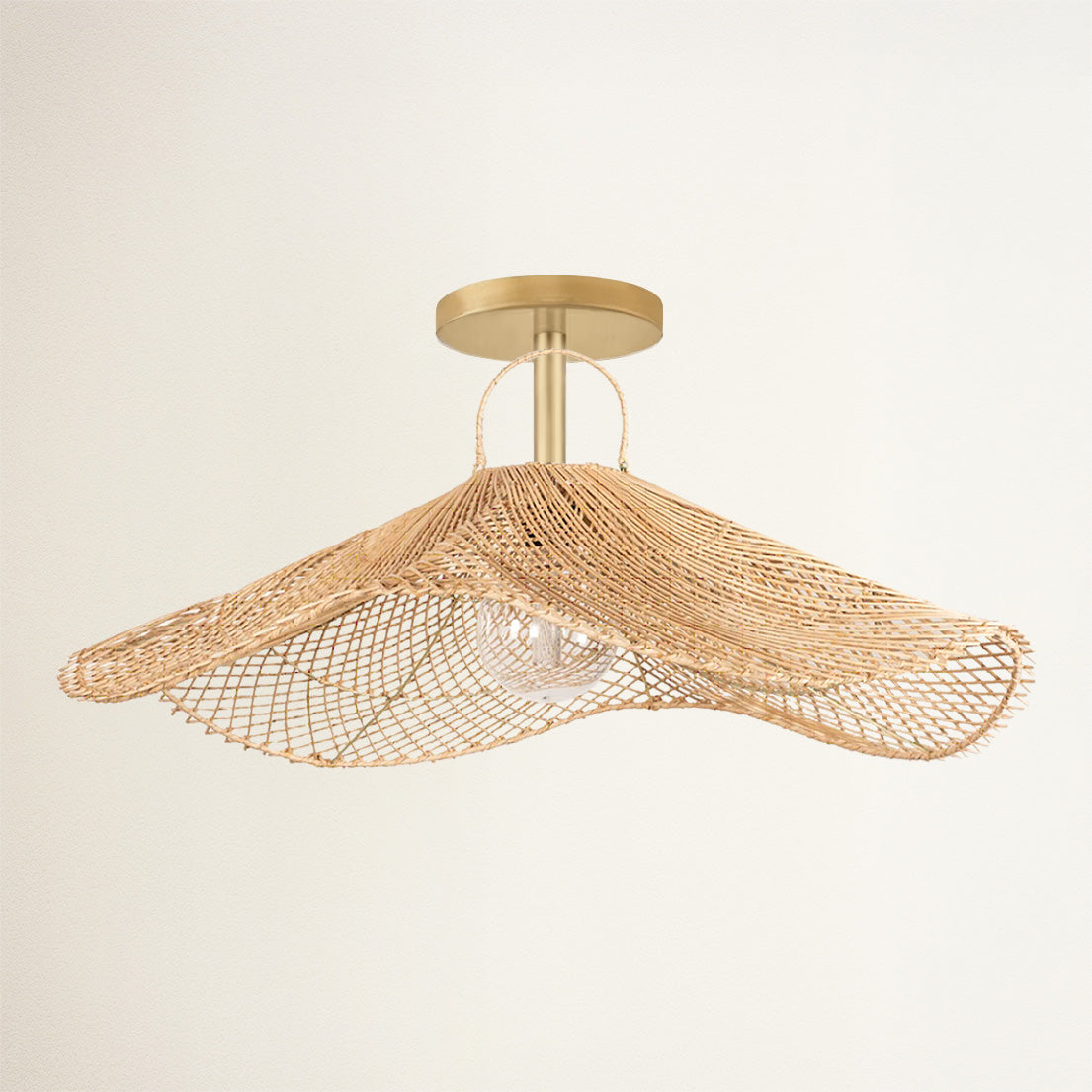 Suspension Lotus en rotin