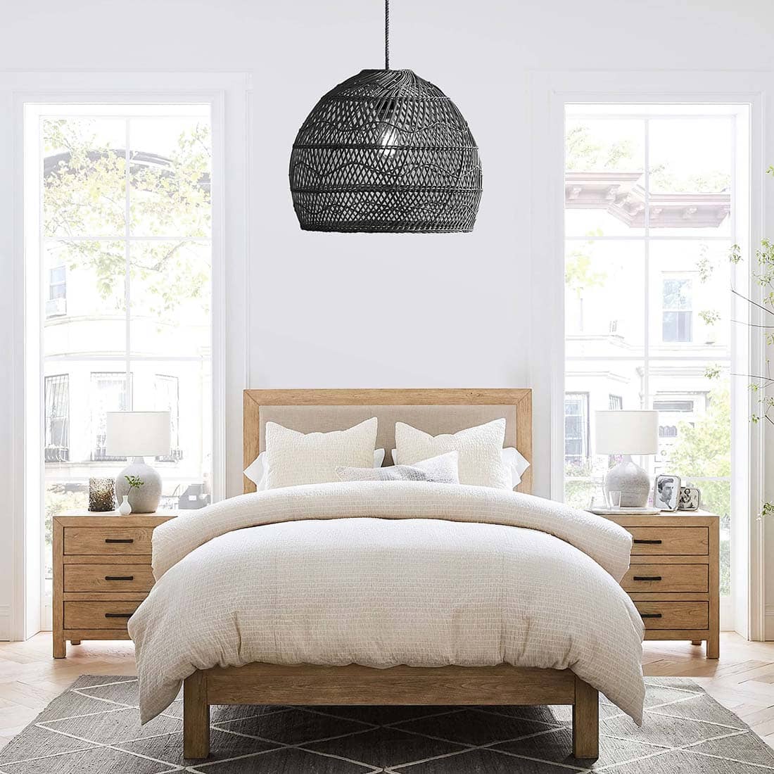 Suspension en rotin Santana noir