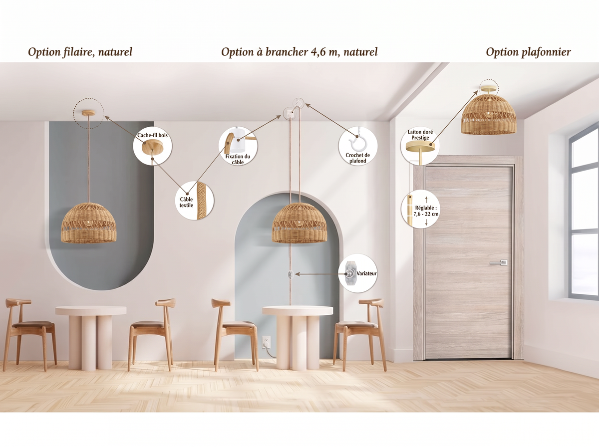 Suspension en rotin Radiant