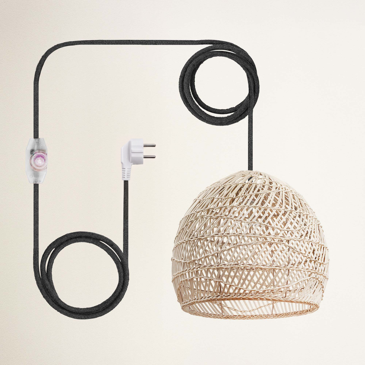 Suspension en rotin Santana noir