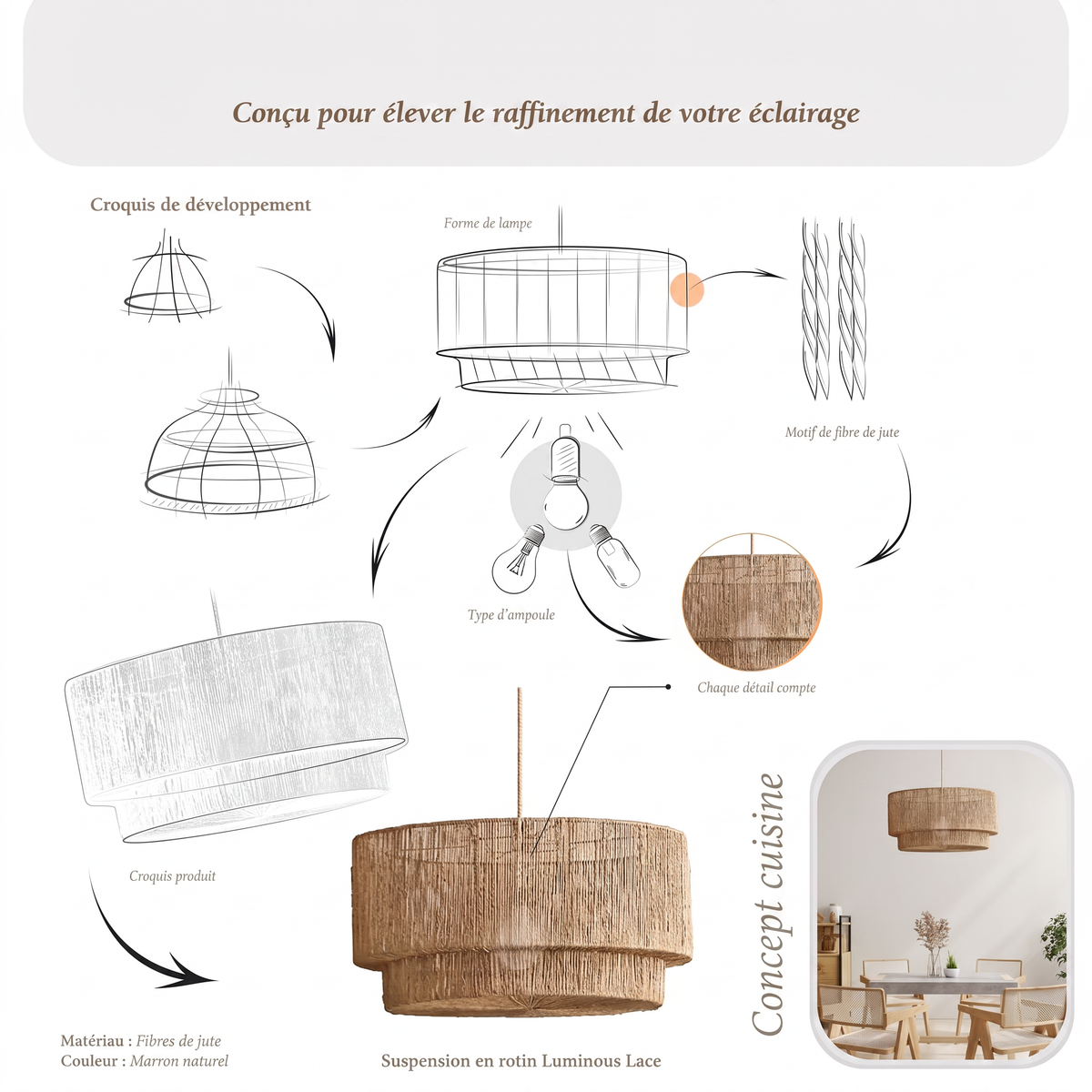 Suspension Luminous en rotin
