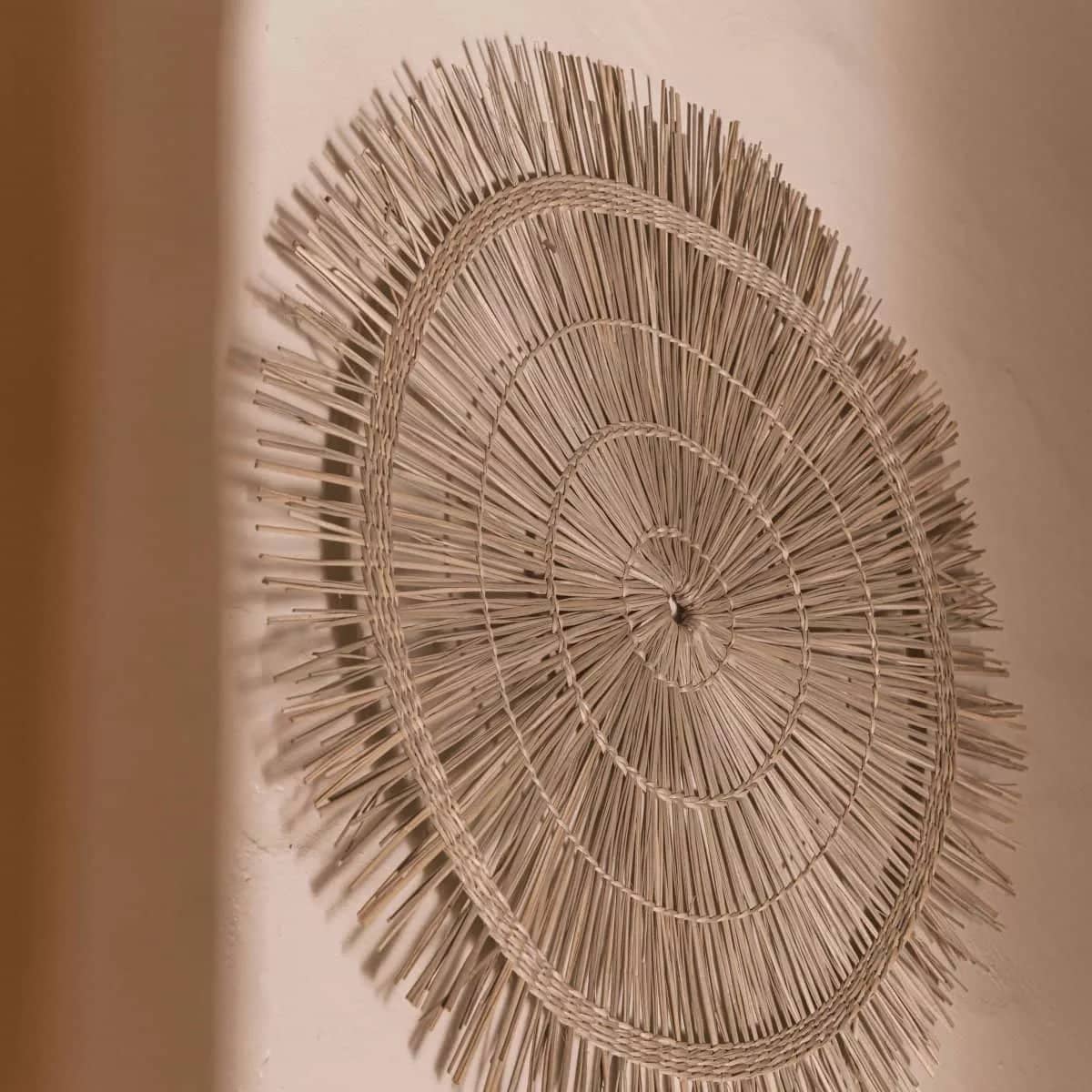 Décoration murale ronde et rustique Ambra en rotin
