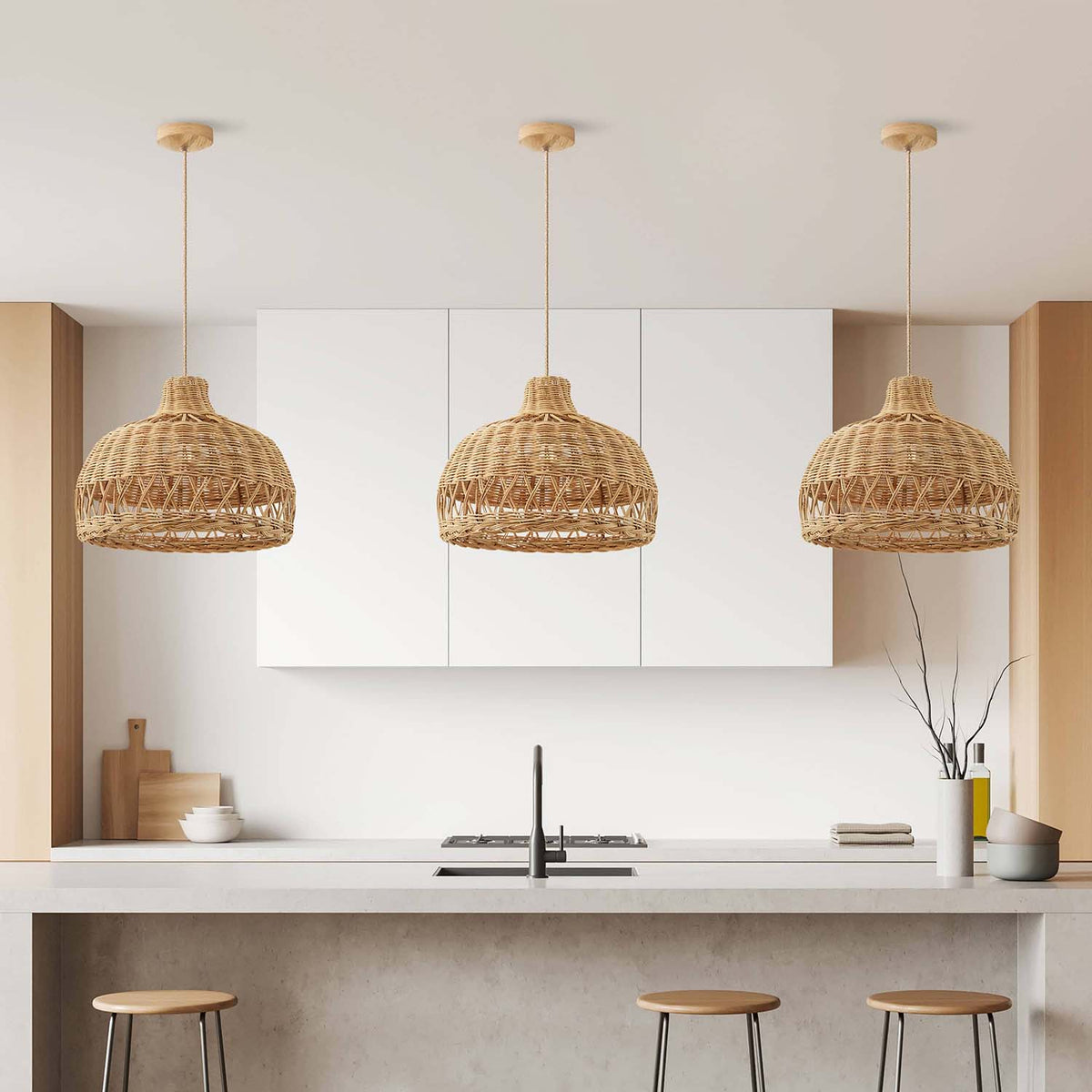 Suspension Bureau en rotin
