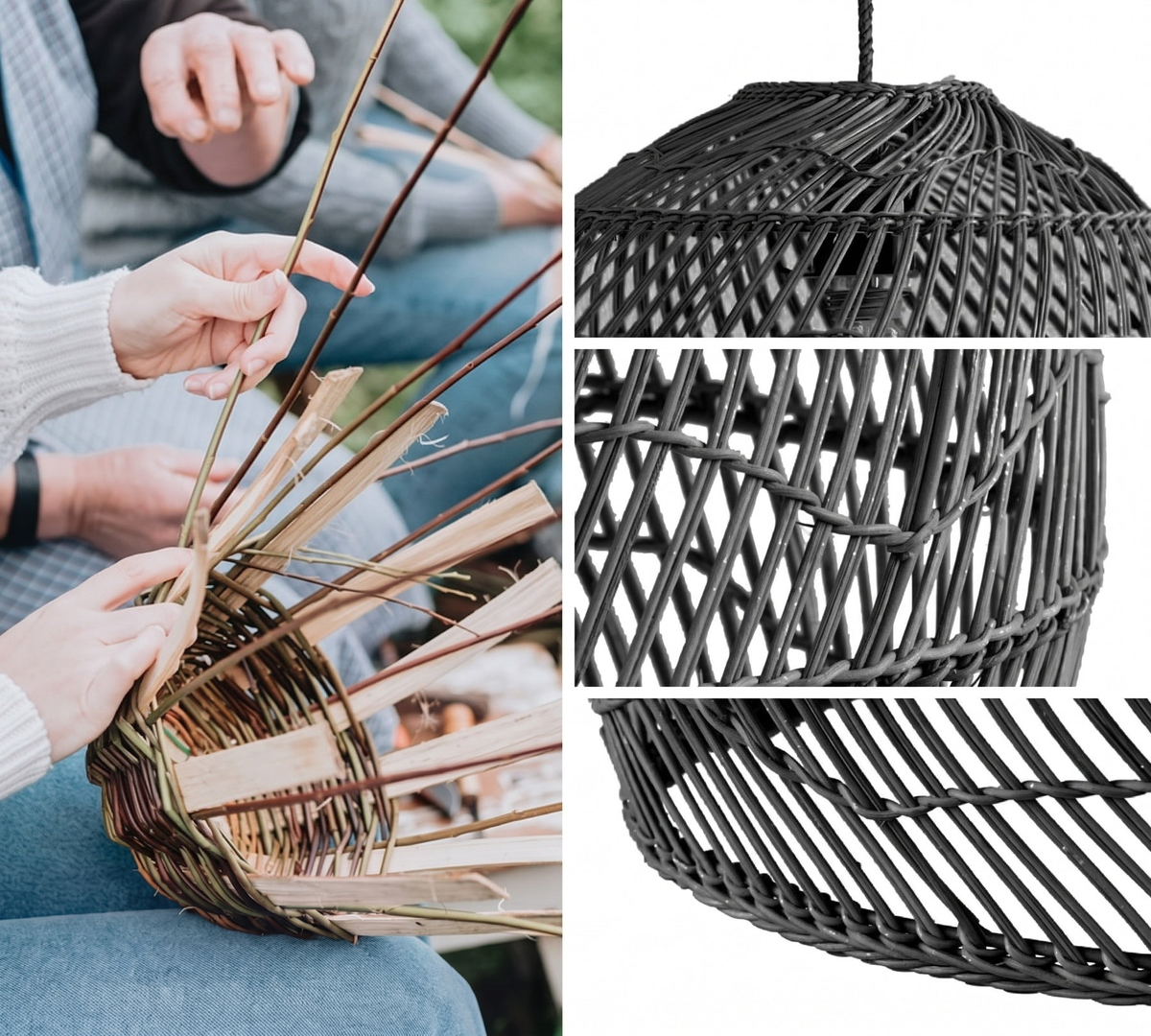 Suspension en rotin Santana noir