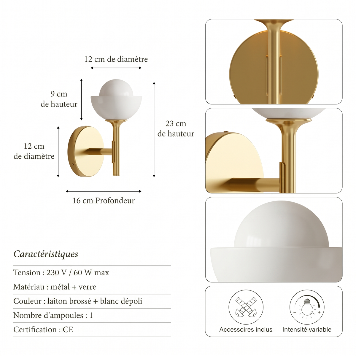 Caractéristiques applique Goldie
