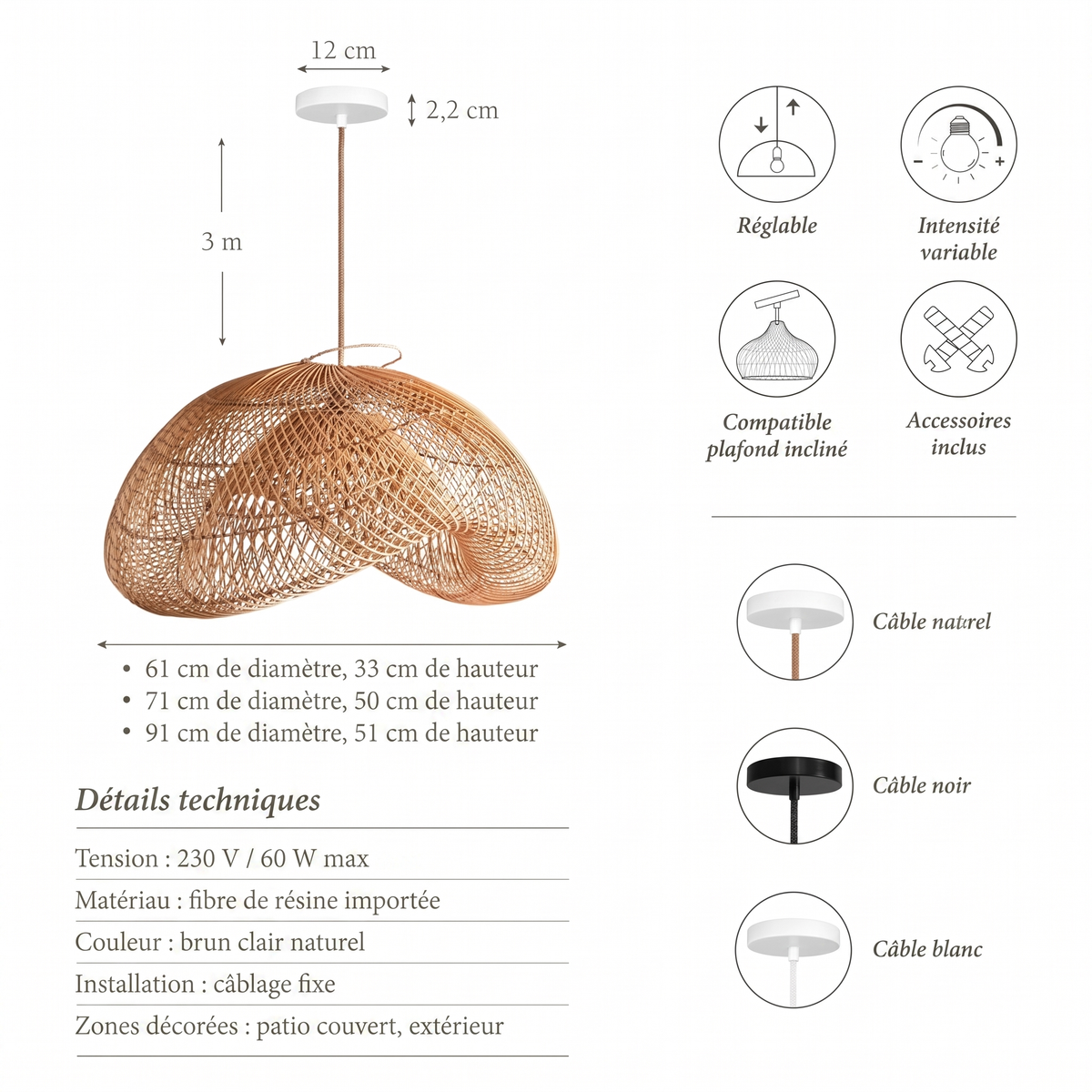 Détails techniques suspension extérieure Sepherina