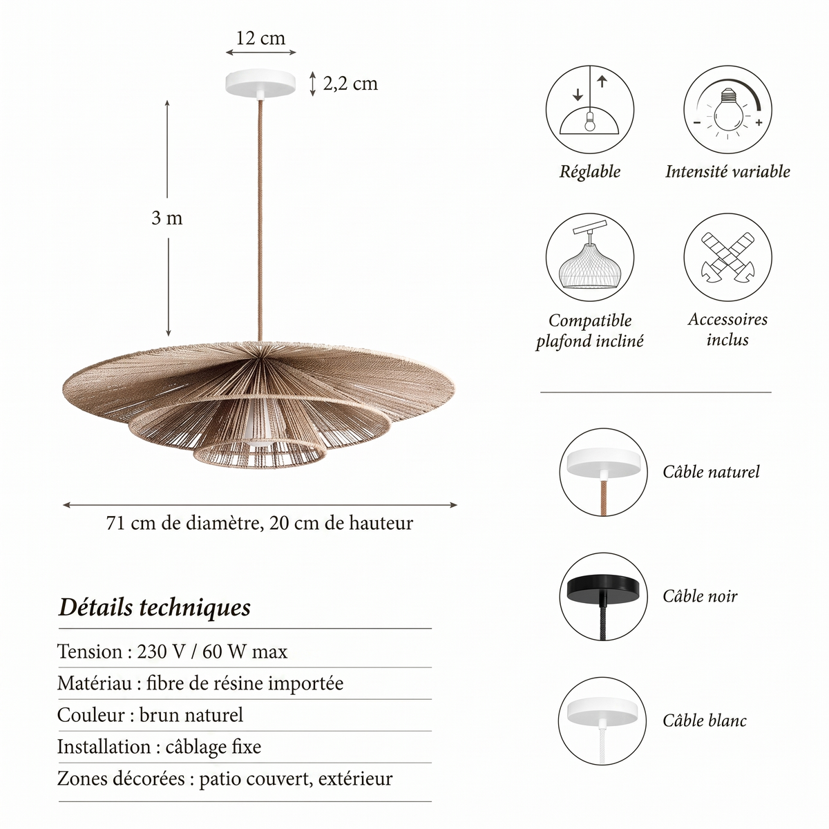 Détails techniques suspension extérieure Sammie
