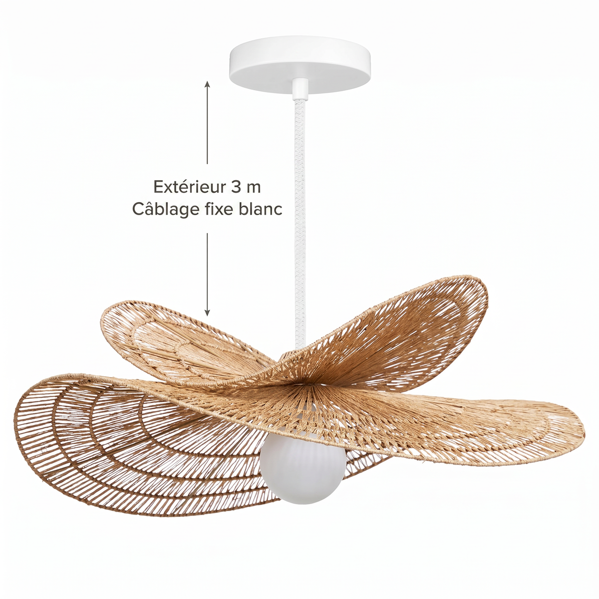 Cablage fixe blanc, exterieur 3 m