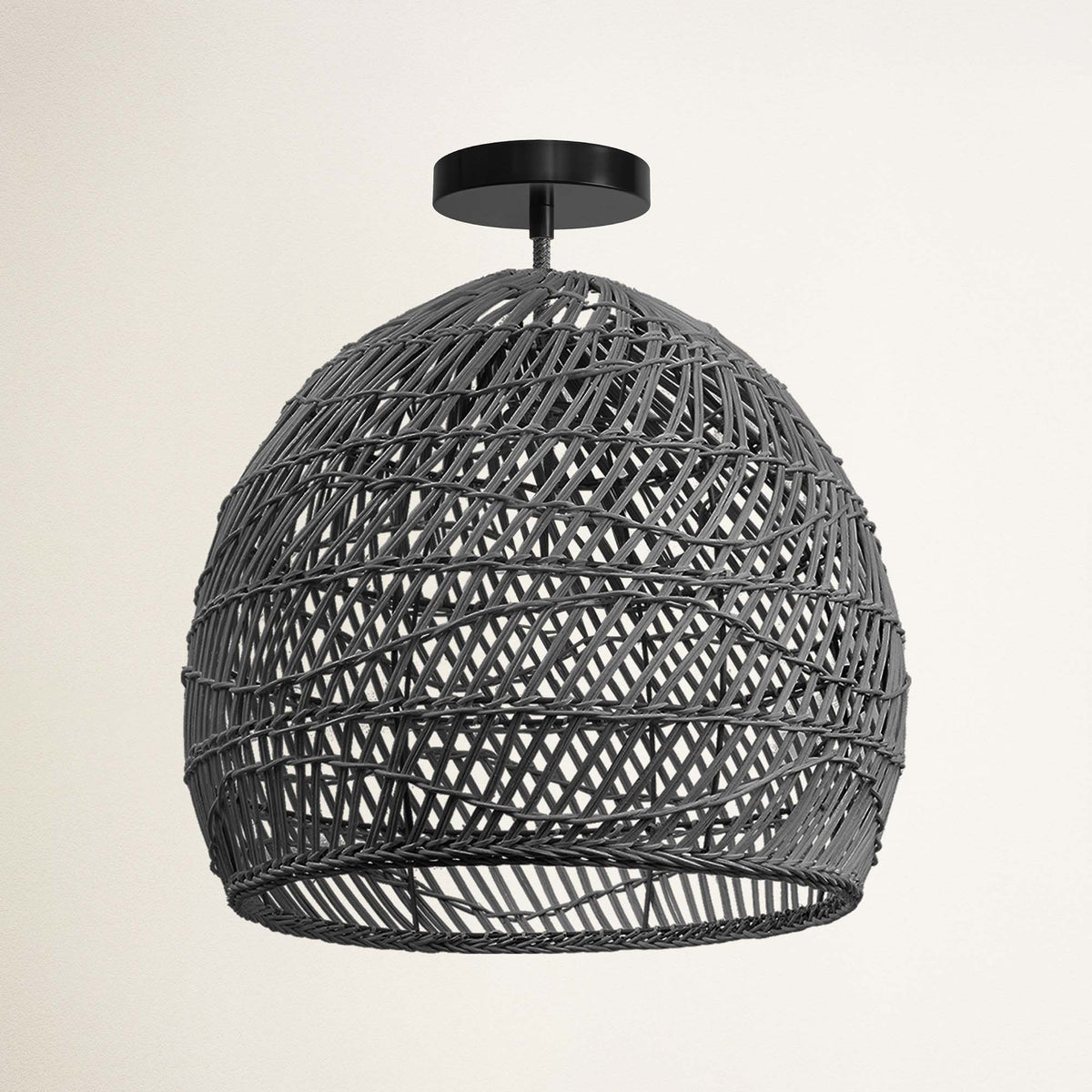 Plafonnier Santana noir en rotin