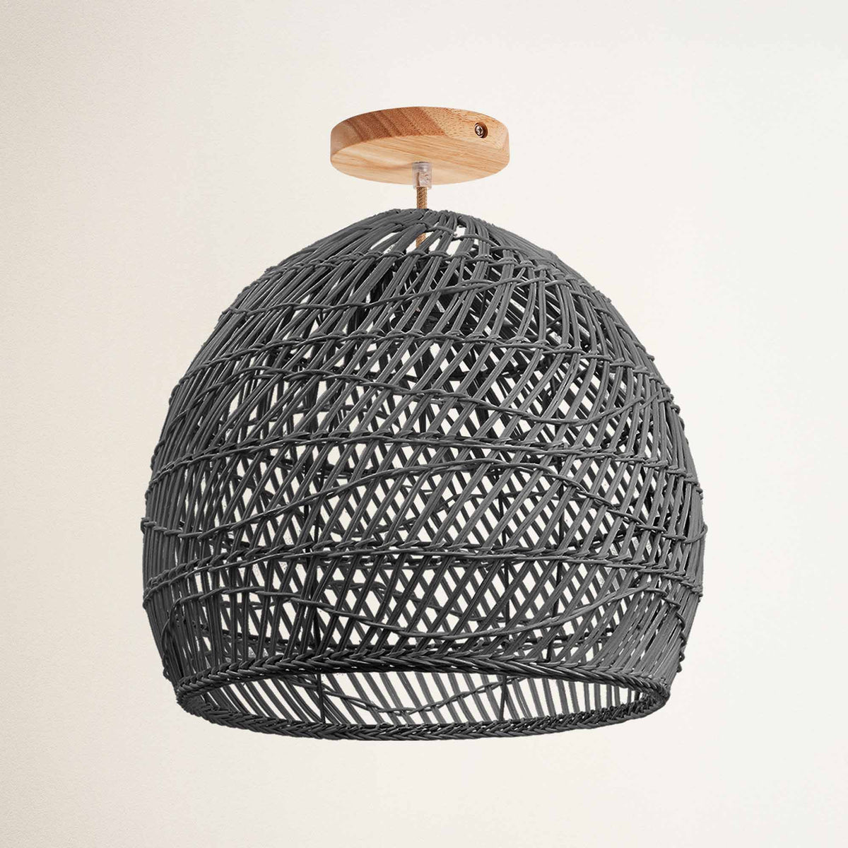 Plafonnier Santana noir en rotin