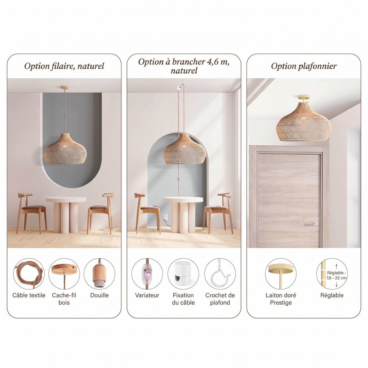 Suspension en Rotin Kloe