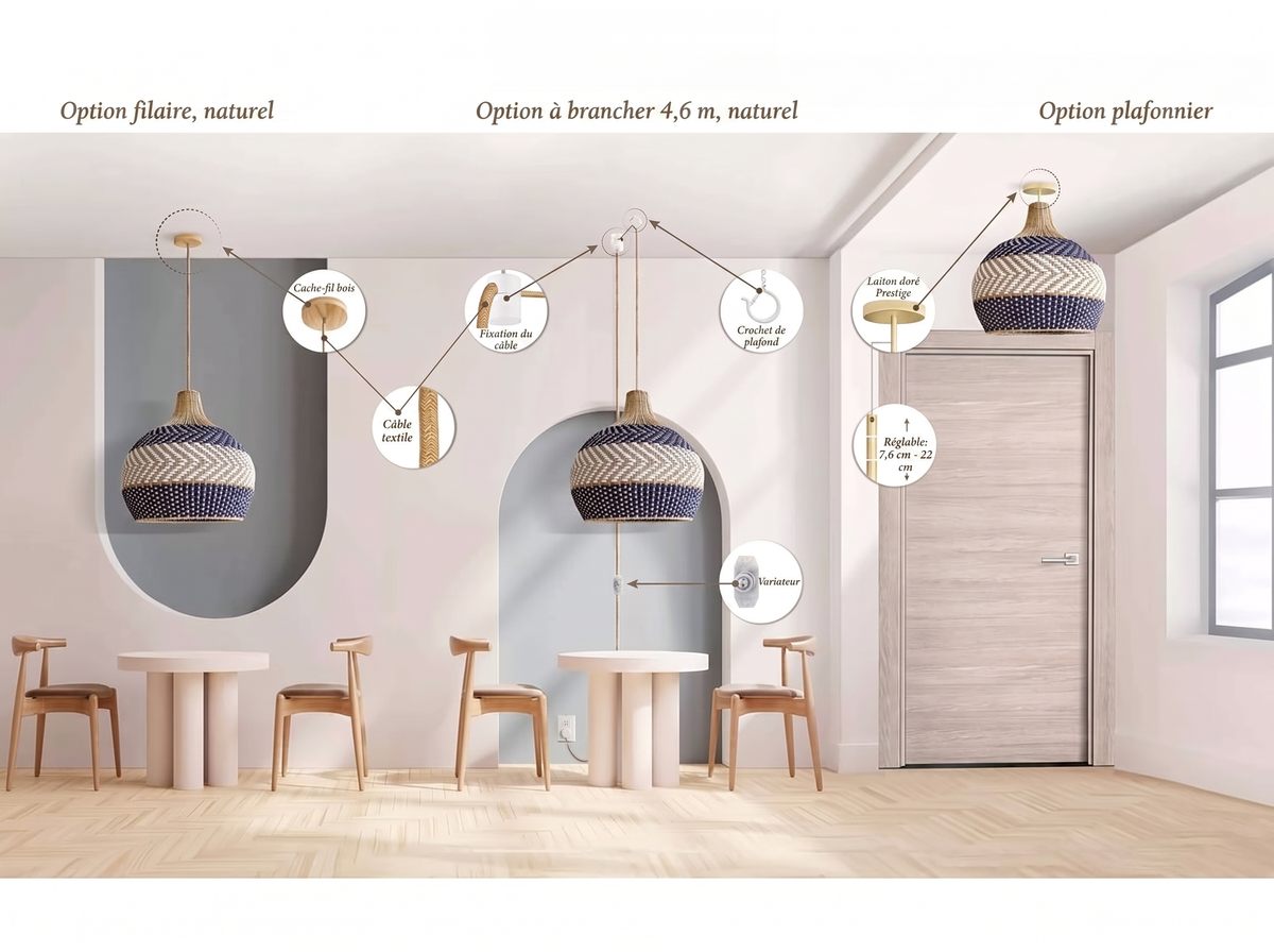 Suspension Ethereal en rotin