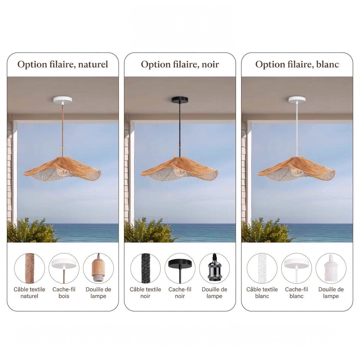 Suspension extérieure Lotus Pad en rotin