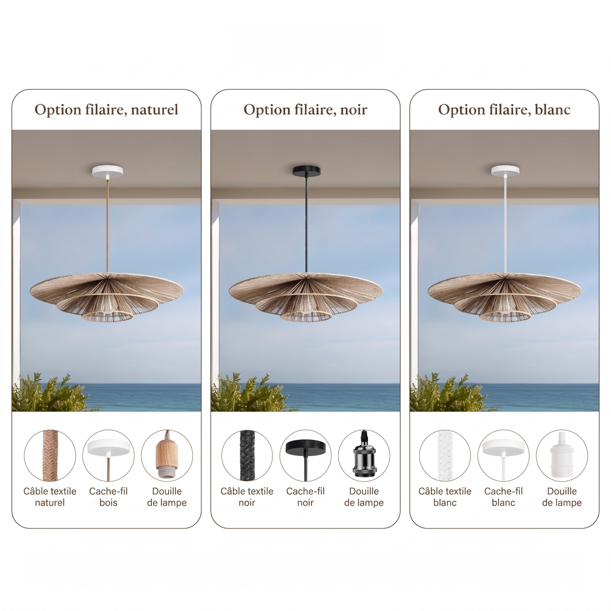 Suspension extérieure Sammie Tier en rotin